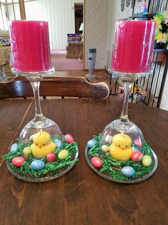 Easter Wine Glass Centerpieces | Diy easter decorations, Easter .