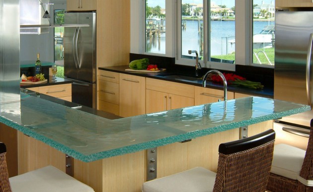 19 Adorable & Stylish Glass Kitchen Countertop Design Ide