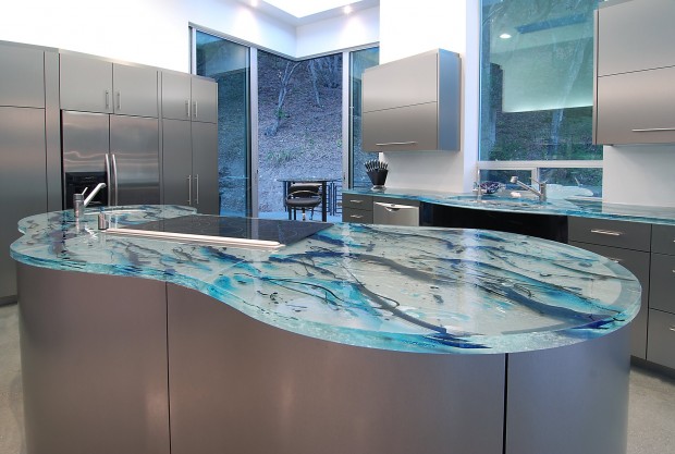 19 Adorable & Stylish Glass Kitchen Countertop Design Ide