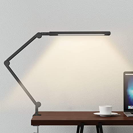 Swing Arm Lamp, LED Desk Lamp with Clamp, 9W Eye-Care Dimmable .