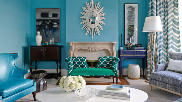 Modern Building Design: Turquoise And Beige Living Room Ide