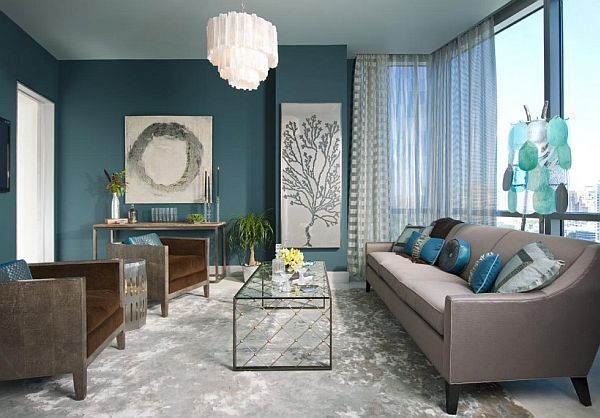 Turquoise interior design inspiration rooms | Teal living rooms .