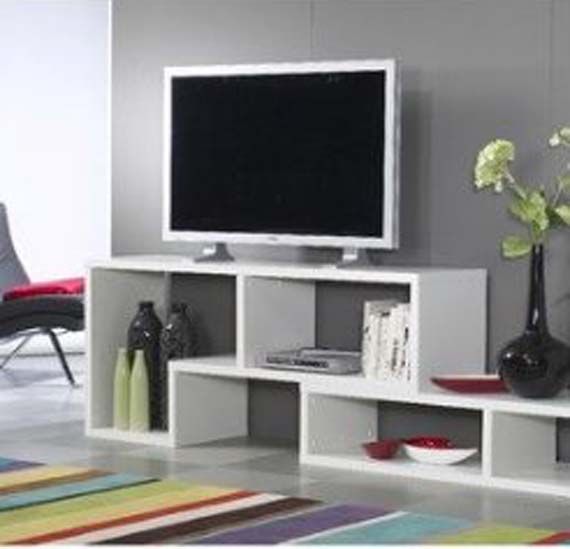 Modern White Tv Stand Design Ideas With Grey Wall Paint Color For .