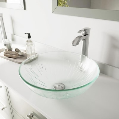 VIGO Vessel Sinks White Frost Glass Vessel Round Bathroom Sink .