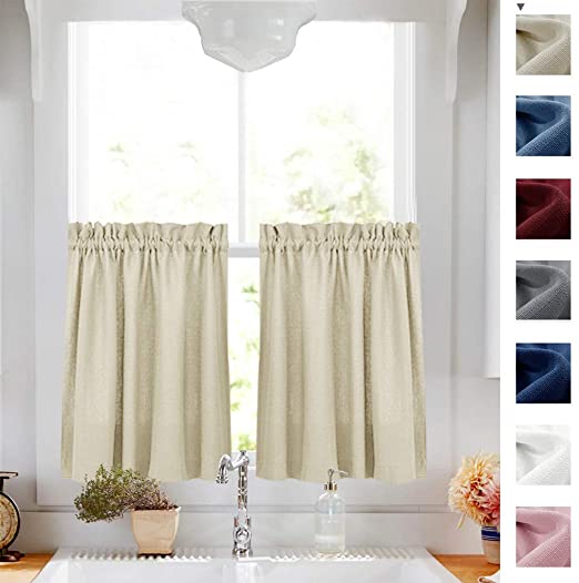 Amazon.com: Tier Curtains Semi Sheer Short Curtains Kitchen Casual .