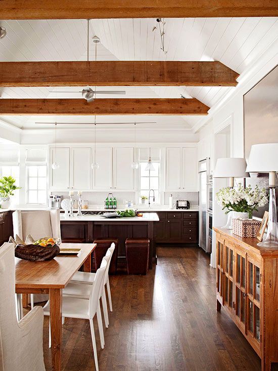 Mixing wood tones @Remodelaholic | Gorgeous white kitchen, Modern .