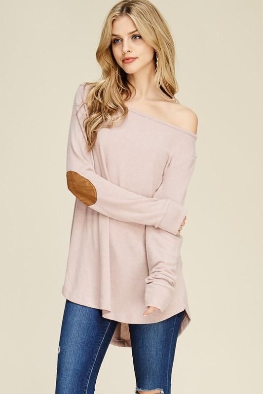 Elbow patch shirt pink