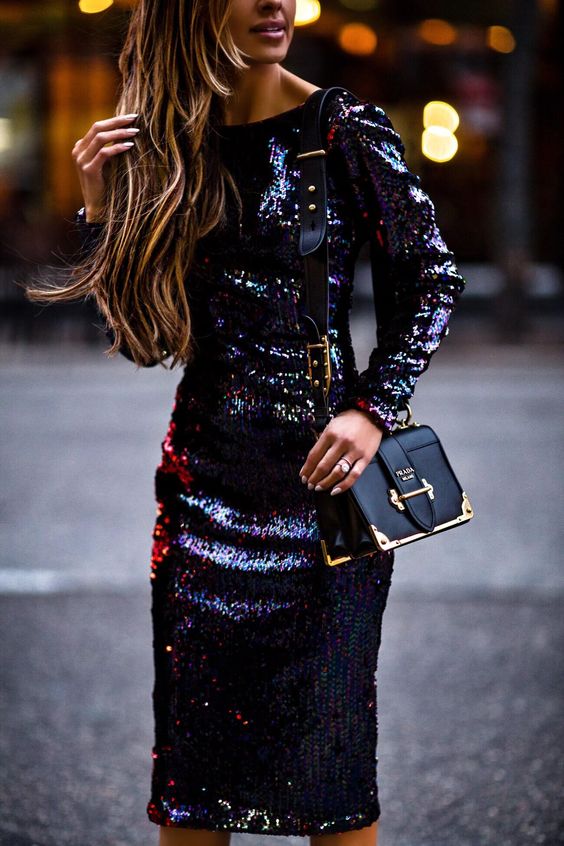 black, sparkling sequins