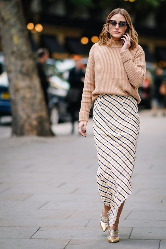 asymmetrical skirt refined camel sweater