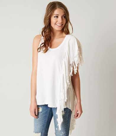 asymmetrical sleeveless jeans with fringes