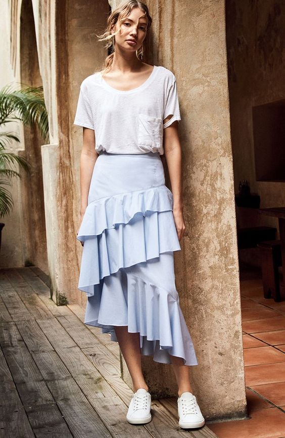 asymmetrical skirt casual pastel colors