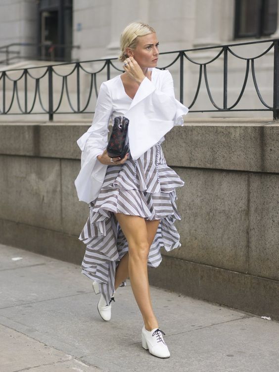 casual ruffles with an asymmetrical skirt
