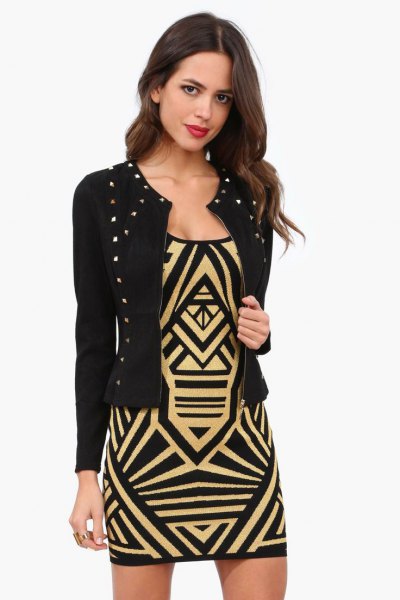 Jacket with rivets in black and gold