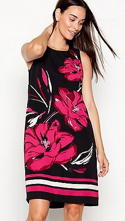 Black and Pink Floral Hawaii Mini Dress