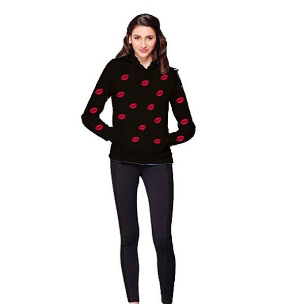 black and red graphic sweater with dark blue skinny jeans