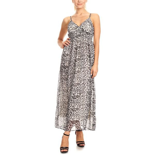 Black and white maxi dress with a chiffon leopard print