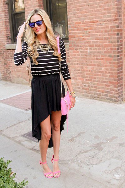 black and white striped long sleeve t-shirt
