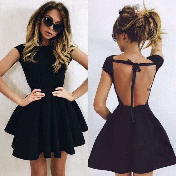 black backless ruffle mini dress outfit