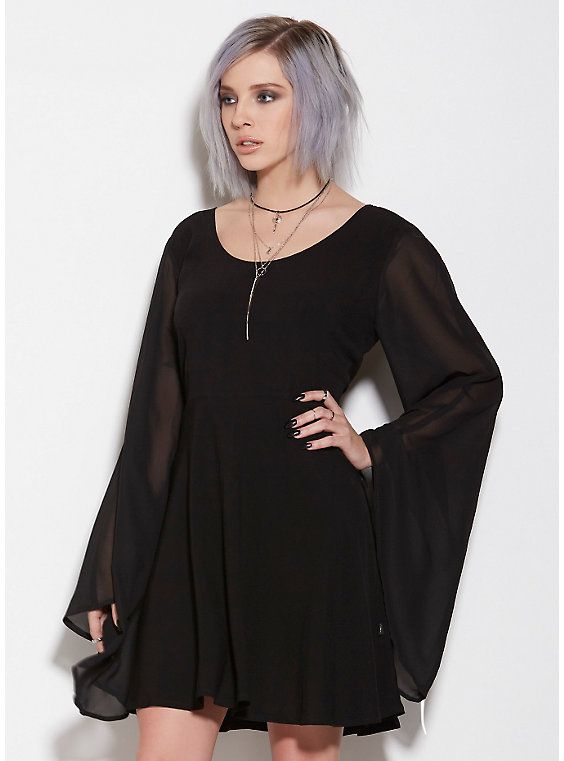 Mesh Bell Sleeve Dress | Black bell sleeve dress, Bell sleeve .