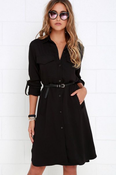 black trench coat dress with belt