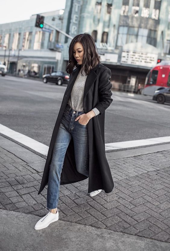 black duster coat minimal