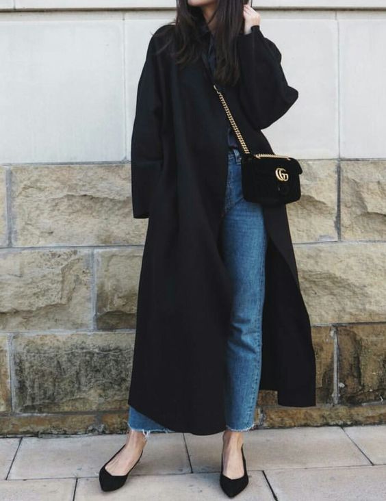 black duster coat oversized