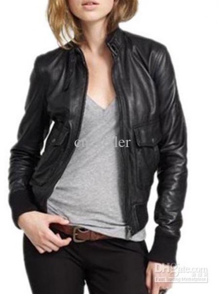 black synthetic leather sports coat with gray V-neck t-shirt