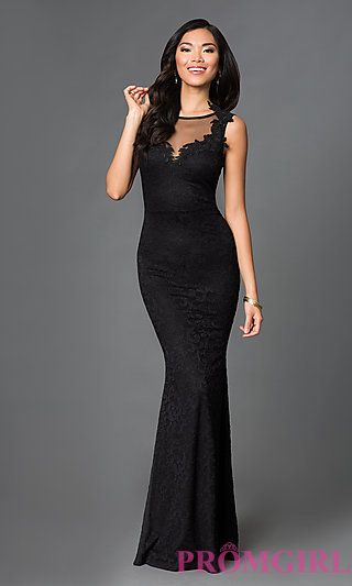Black Sleeveless Lace Embroidered Floor Length Dress | Black prom .