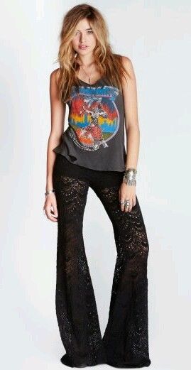 black lace pants hippie 