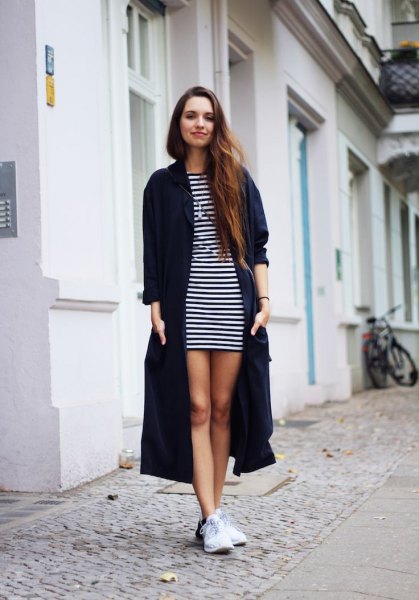 sweater black long striped t-shirt dress