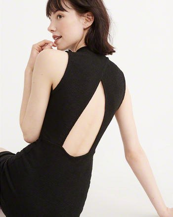 black midi dress with open back