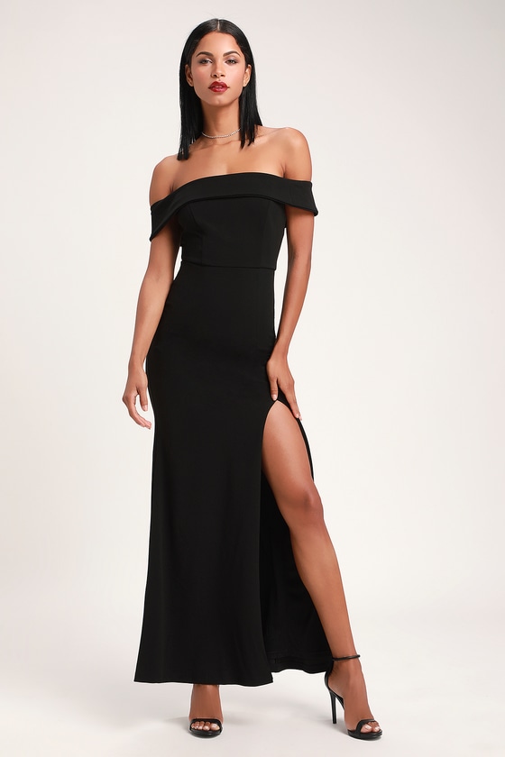 Aveline Black Off-the-Shoulder Maxi Dress | Maxi dress cocktail .