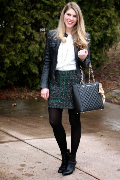 black quilted leather jacket boots