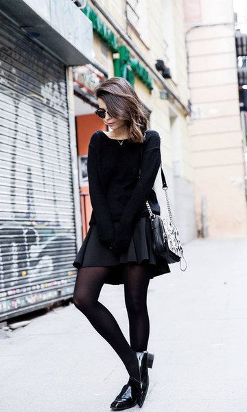 black skater skirt all black 