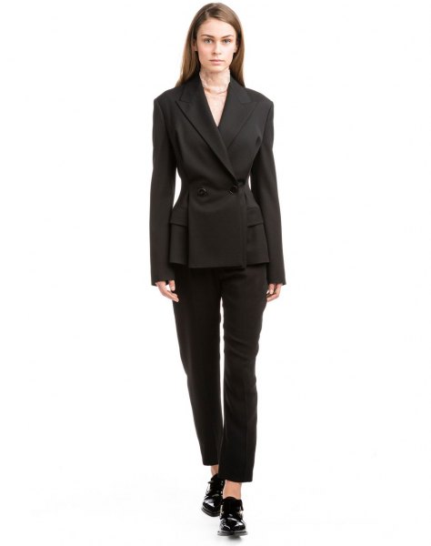 black slim fit double-breasted suit