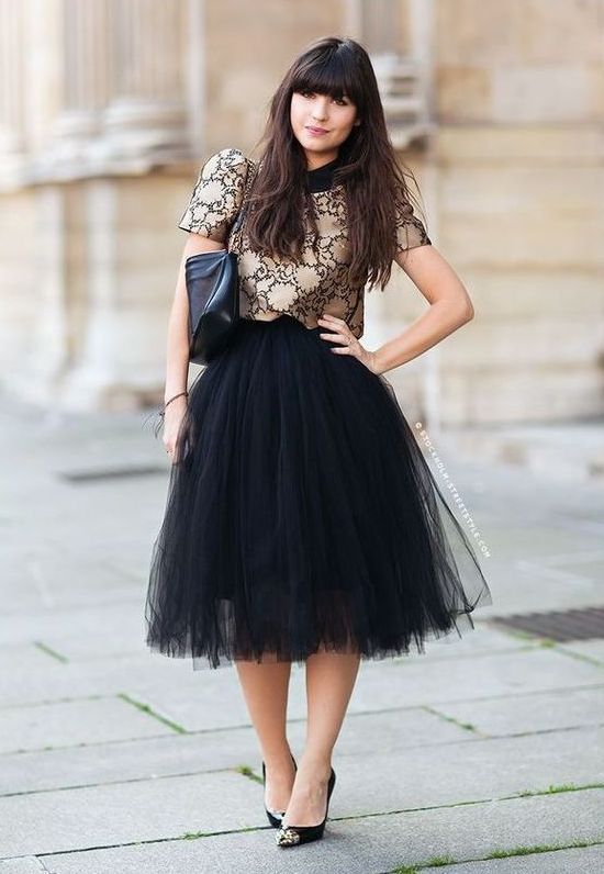 Nice 40 Feminime Look Black Tulle Skirt Outfits Ideas | Tulle .