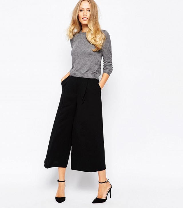 black capris sweater with wide leg