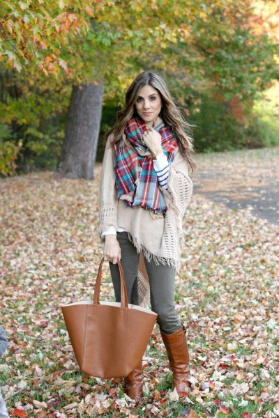Blanket sweater plaid scarf breeches