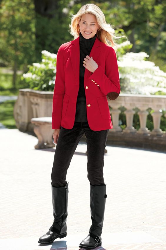 Blazer with red elbow patches