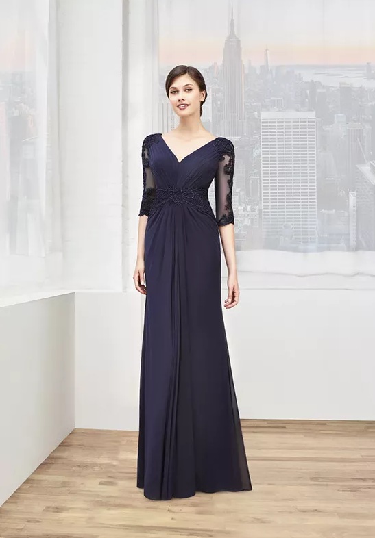 mother of the bride blue long dress