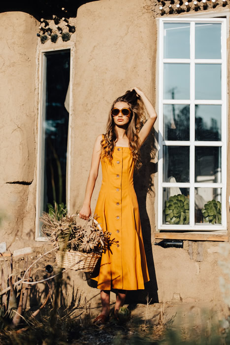 Button Down Yellow Summer Dress Outfit