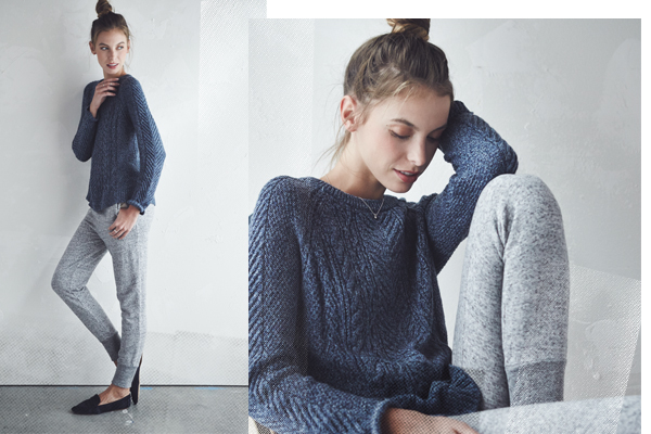 Cable knit sweater jogger pants
