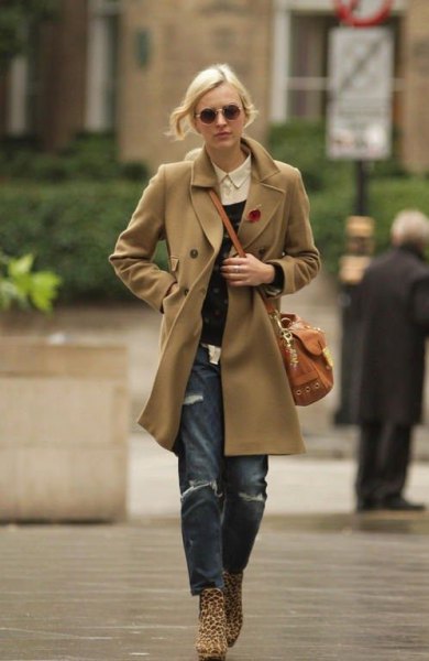 Boyel jeans with a camel wool coat