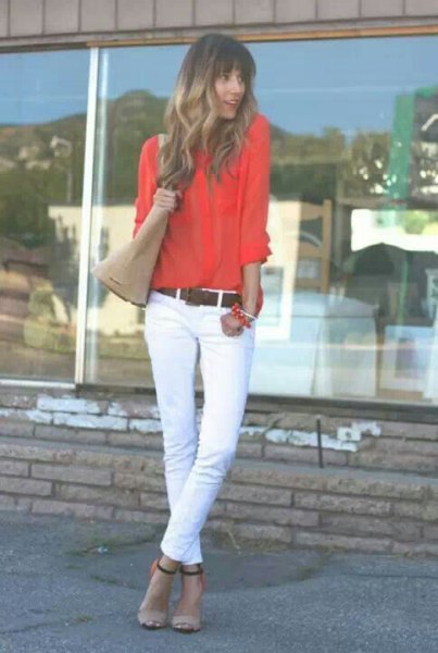 Carol Button Up Shirt with white skinny jeans