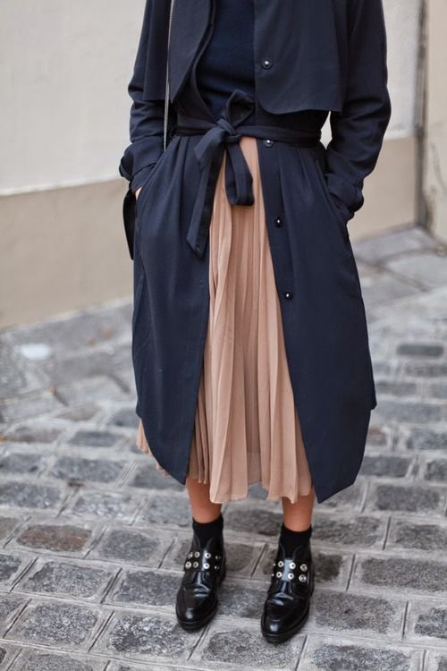 Chiffon skirt trench coat