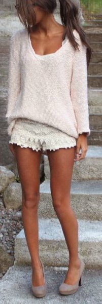 chunky white knit sweater outfit