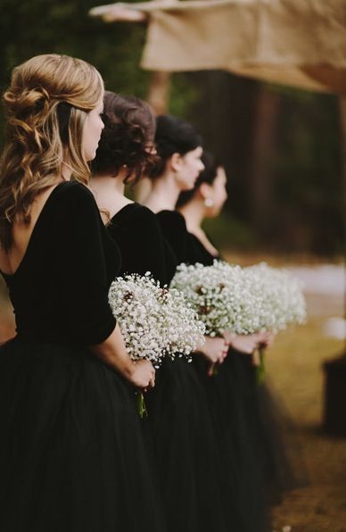 classic black bridesmaid dresses