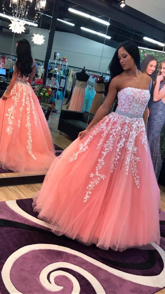 Coral ball gown flower applications