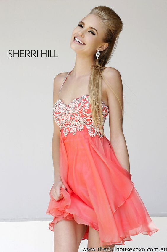 Coral ball gown short