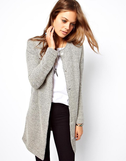 Cotton longline jacket gray casual